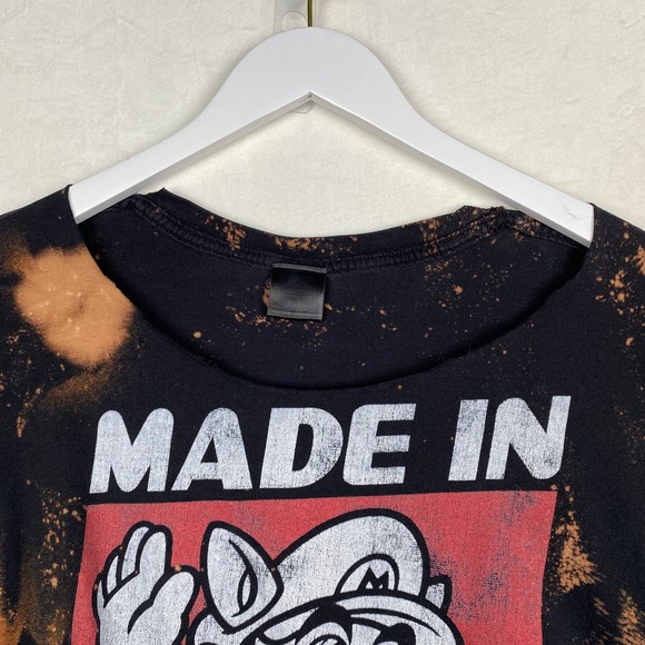 Mario‎ Sz XL Made In The 80s Custom Reverse Tie Dye Cropped Distressed Tee Shirt - Picture 4 of 9